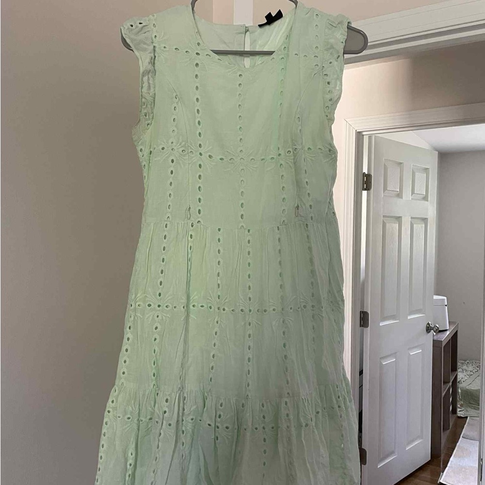 Breastfeeding Mint Green Eyelet Sleeveless Dress